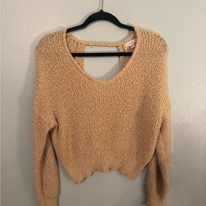 Yellow Knit Cropped Sweater